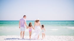 Family walking on the beach